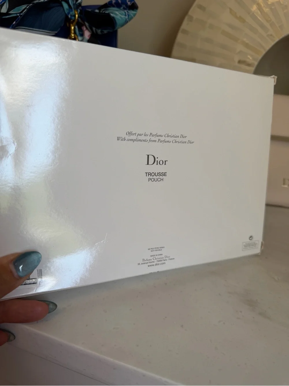 NIB Dior Parfum GWP Cream Fold-Over Clutch Pouch with Gold Logo